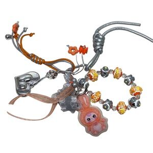 Baby Three Keychain with Orange and Silver Accents